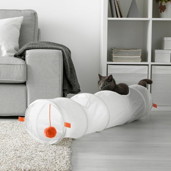 UTSÅDD - UTSÅDD Play tunnel for cat, white/orange