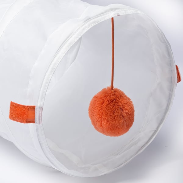 UTSÅDD play tunnel for cat, white/orange, 25 cm