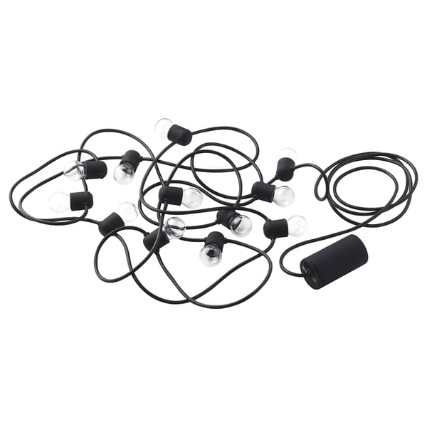 UTSUND - UTSUND LED lighting chain with 12 lights, outdoor/battery-operated black