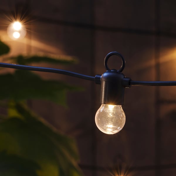 UTSUND LED lighting 12 lights, outdoor/battery operated black