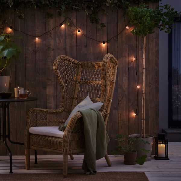 UTSUND LED lighting 12 lights, outdoor/battery operated black