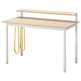 UTVISNING gaming desk with shelf, ash effect/white, 120x60 cm