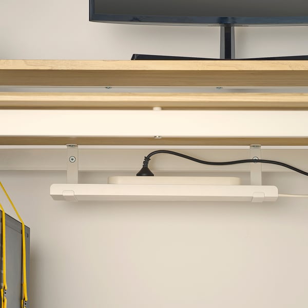 UTVISNING gaming desk with shelf, ash effect/white, 120x60 cm