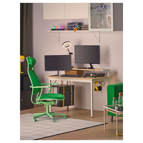 UTVISNING - Gaming desk with shelf, ash/white effect,120x60 cm