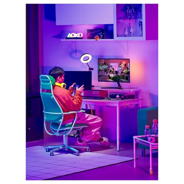 Ikea UTVISNING - Gaming desk with shelf, ash/white effect,120x60 cm