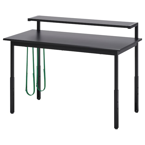 UTVISNING - Gaming desk with shelf, black, 120x60 cm