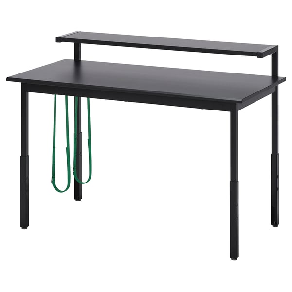 UTVISNING gaming desk with shelf, black, 120x60 cm