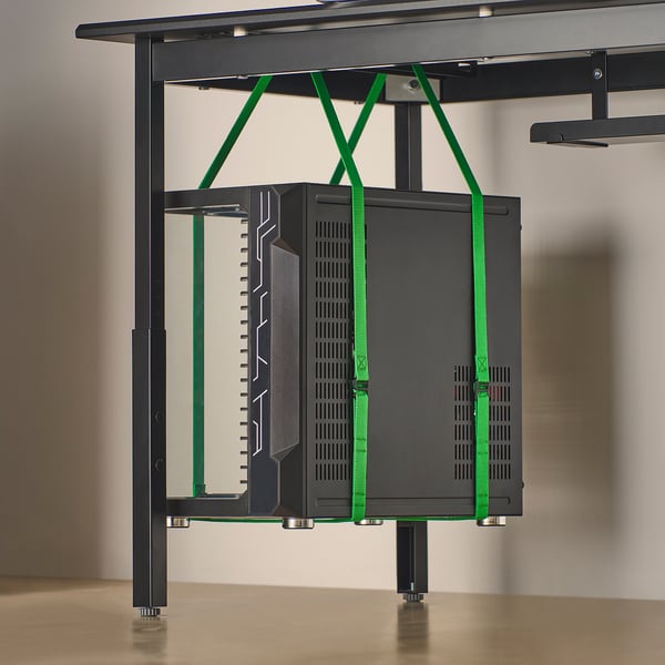 UTVISNING gaming desk with shelf, black, 120x60 cm