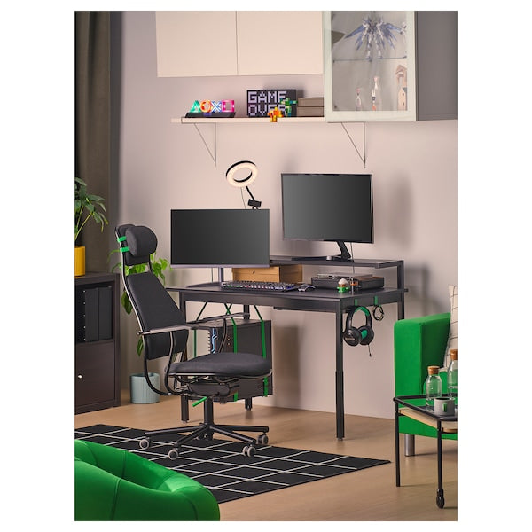 UTVISNING - Gaming desk with shelf, black, 120x60 cm