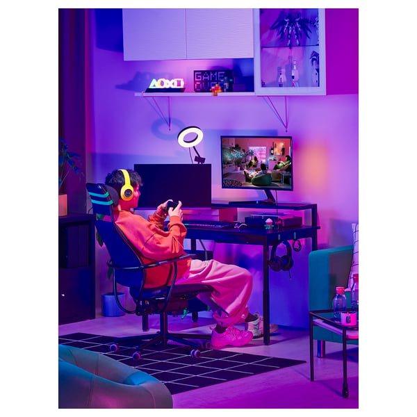 UTVISNING gaming desk with shelf, black, 120x60 cm