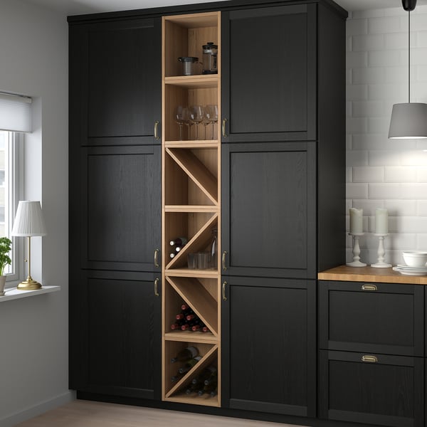 VADHOLMA wine shelf, brown/stained ash, 40x37x40 cm