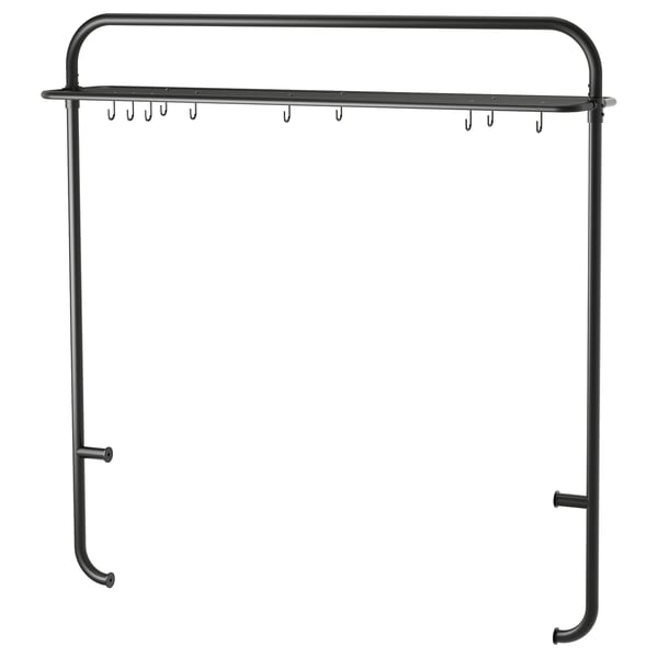 VADHOLMA rack for kitchen island, black, 143x146x32 cm