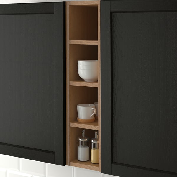 VADHOLMA - VADHOLMA Open storage, brown/stained ash, 20x37x80 cm