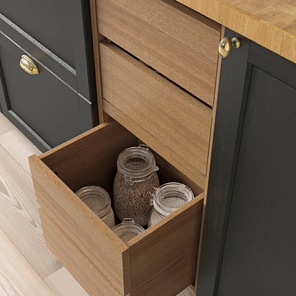 VADHOLMA drawer unit, brown/stained ash, 40x37x40 cm