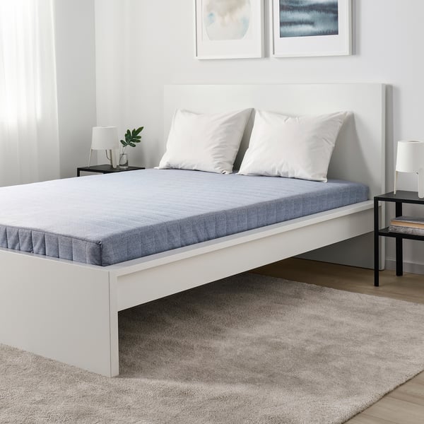 VADSÖ sprung mattress, extra firm/light blue, 160x200 cm