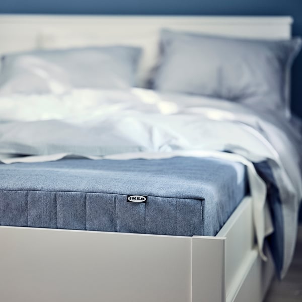VADSÖ sprung mattress, extra firm/light blue, 160x200 cm