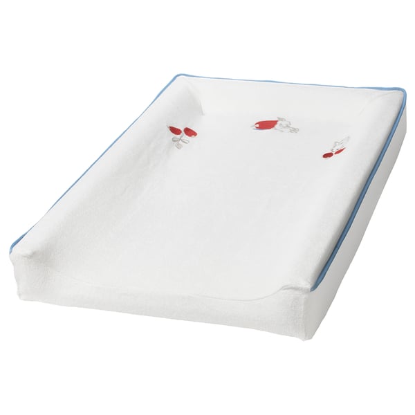 VÄDRA - Cover for babycare mat, rabbit pattern/white, 48x74 cm