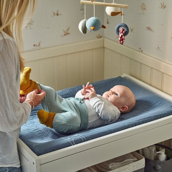 Ikea VÄDRA - Changing mat cover, beige/blue,48x74 cm