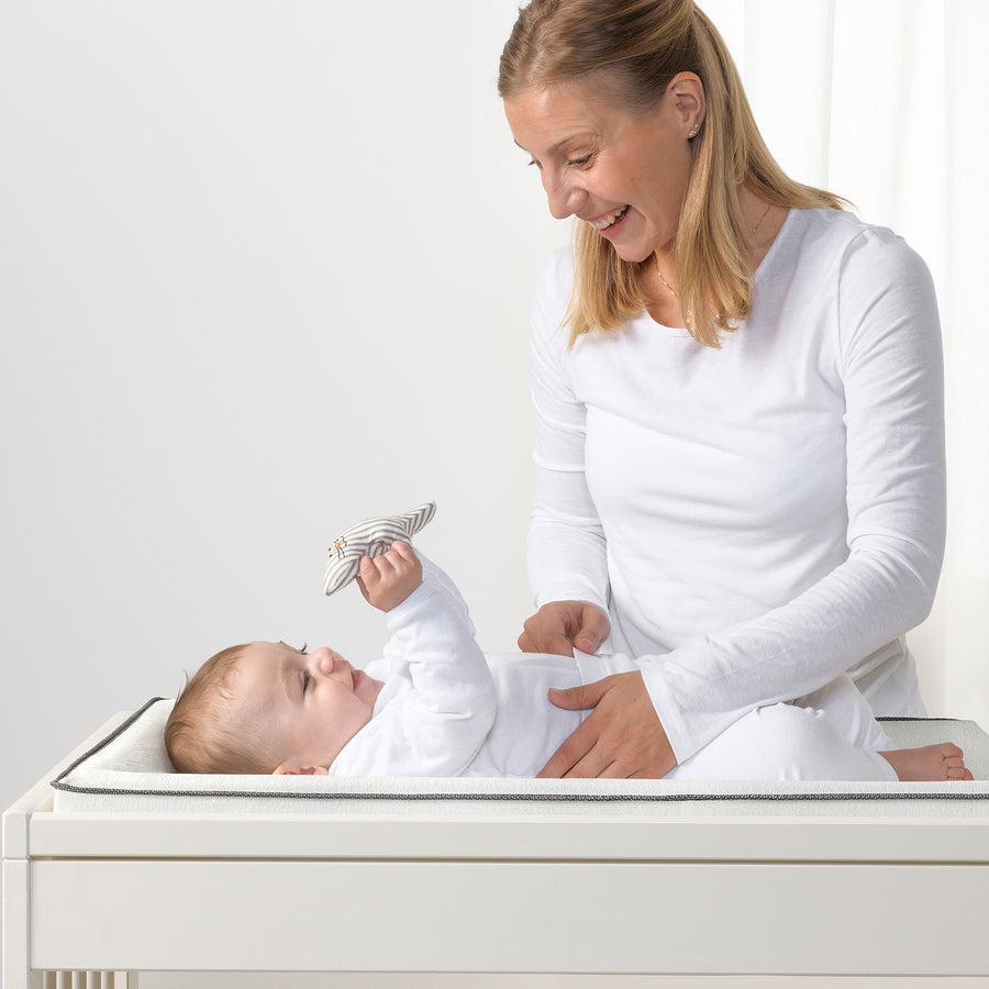 VÄDRA babycare mat with cover, white/terry, 75x74 cm