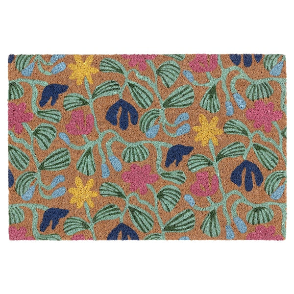 VÄGKURVA - Door mat, indoor, multicolour/floral pattern, 40x60 cm