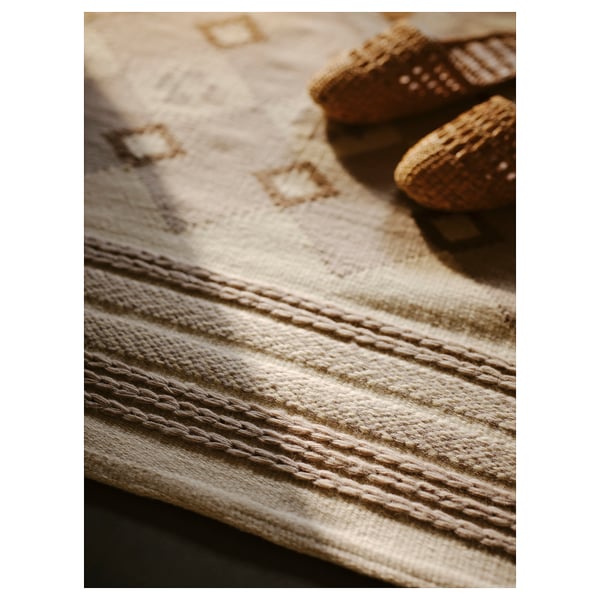 VÄGNÄT rug, flatwoven, off-white grey/handmade, 133x195 cm