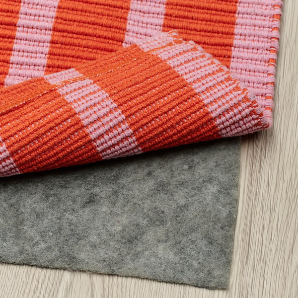 VÄGSKYLT rug, flatwoven, pink/orange, 80x150 cm