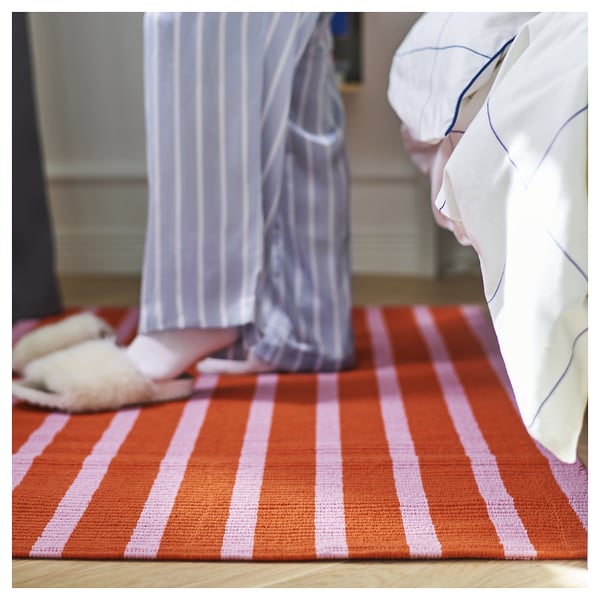 VÄGSKYLT rug, flatwoven, pink/orange, 80x150 cm