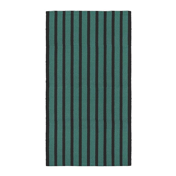 Ikea VÄGSKYLT - Rug, flatwoven, blue-green/black, 80x150 cm