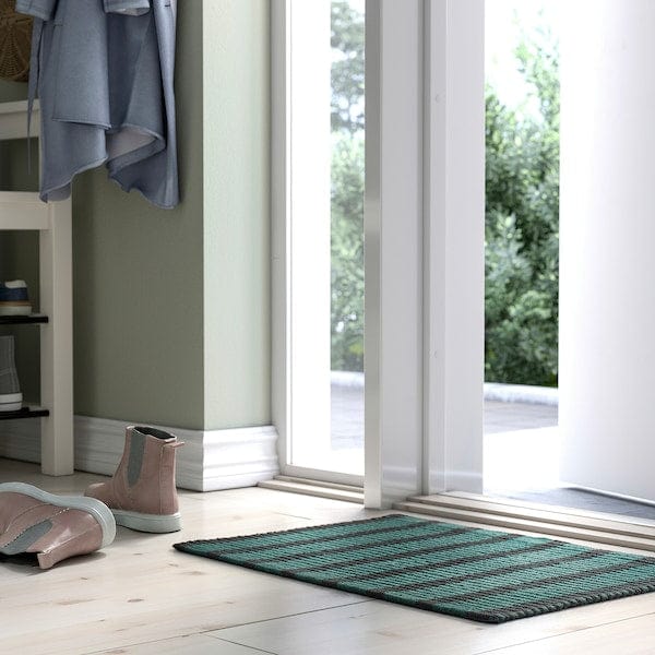Ikea VÄGSKYLT - Door mat, blue-green/black, 40x60 cm