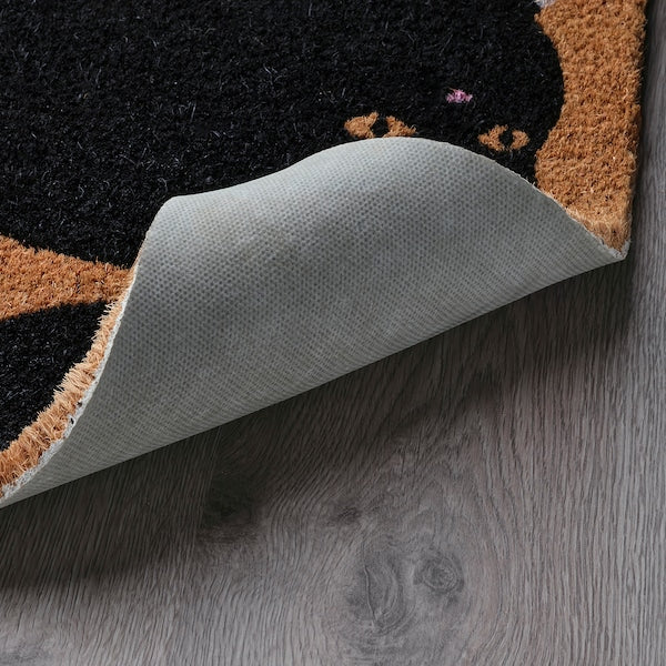 VÄGTYP - Doormat, black/natural cat,40x60 cm