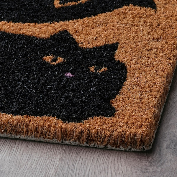 VÄGTYP - Doormat, black/natural cat,40x60 cm