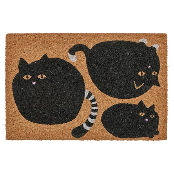 VÄGTYP - Door mat, cat black/natural, 40x60 cm