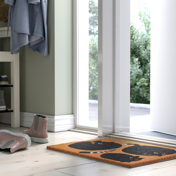 VÄGTYP door mat, cat black/natural, 40x60 cm
