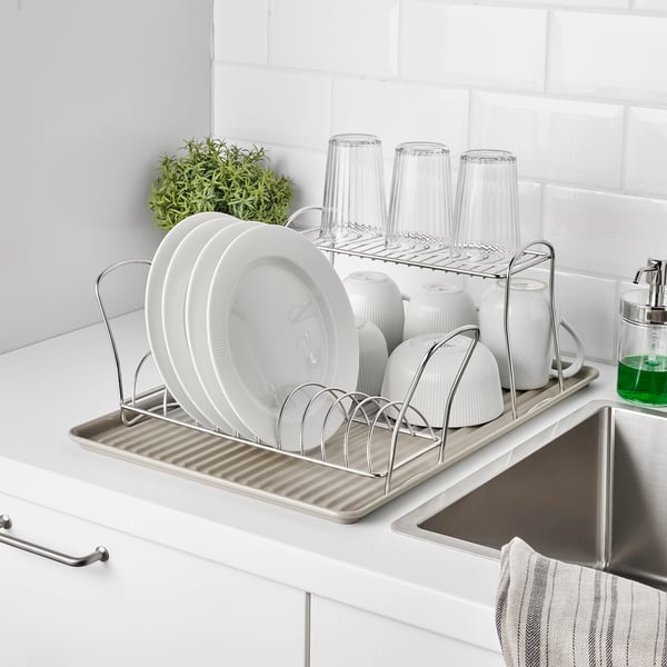 VÄLVÅRDAD - VÄLVÅRDAD Dish drainer, beige/galvanised, 52x35 cm