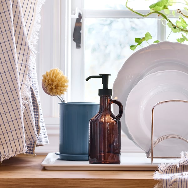 VÄLVÅRDAD dish rack, white/galvanized, 52x35 cm
