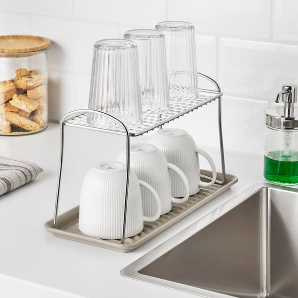 VÄLVÅRDAD - Dish drying shelf, stainless steel, 13x32 cm