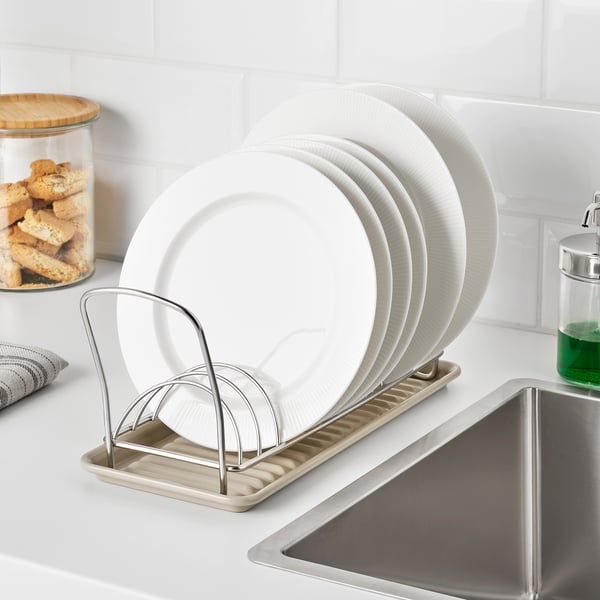 VÄLVÅRDAD dish drying rack, stainless steel, 12x32 cm