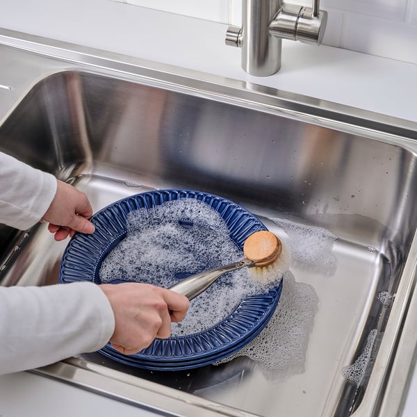 VÄLVÅRDAD dish-washing brush, stainless steel/beech