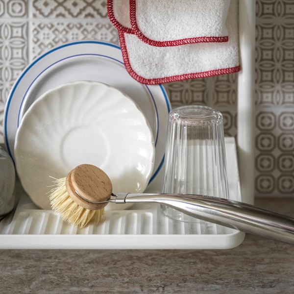 VÄLVÅRDAD dish-washing brush, stainless steel/beech