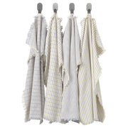 VÄLVÅRDAD tea towel, white/blue patterned, 45x60 cm, 4 pack