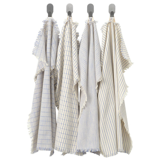 VÄLVÅRDAD tea towel, white/blue patterned, 45x60 cm