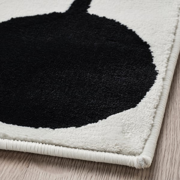VÄNDPLATS - VÄNDPLATS Rug, low pile, white/black dotted, 133x195 cm