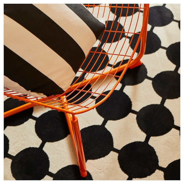 VÄNDPLATS rug, low pile, white/black dotted, 133x195 cm