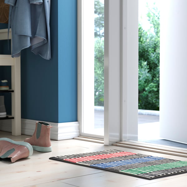 VÄNDPLATS door mat, multicolour/stripe, 40x60 cm