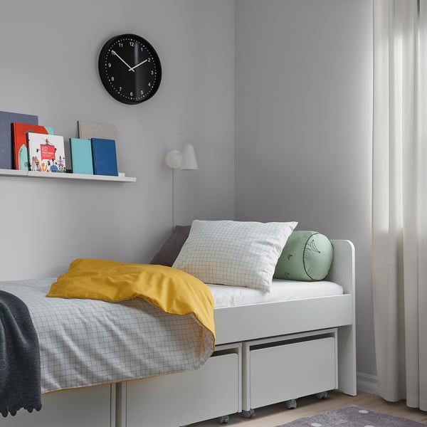 VÄNKRETS duvet cover and pillowcase, check pattern white/yellow, 150x200/50x80 cm