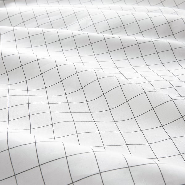 VÄNKRETS duvet cover and pillowcase, check pattern white/yellow, 150x200/50x80 cm