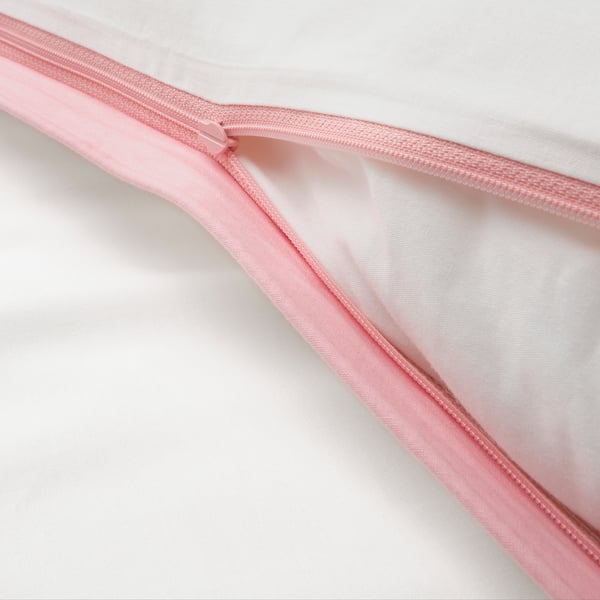 VÄNKRETS duvet cover and pillowcase, dot pattern white/pink, 150x200/50x80 cm