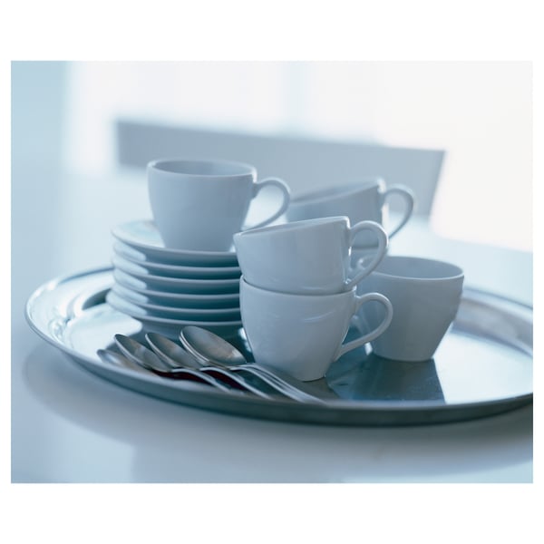 VÄRDERA coffee cup and saucer, white, 20 cl