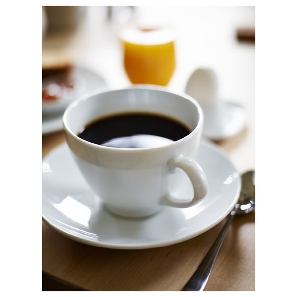 VÄRDERA coffee cup and saucer, white, 20 cl