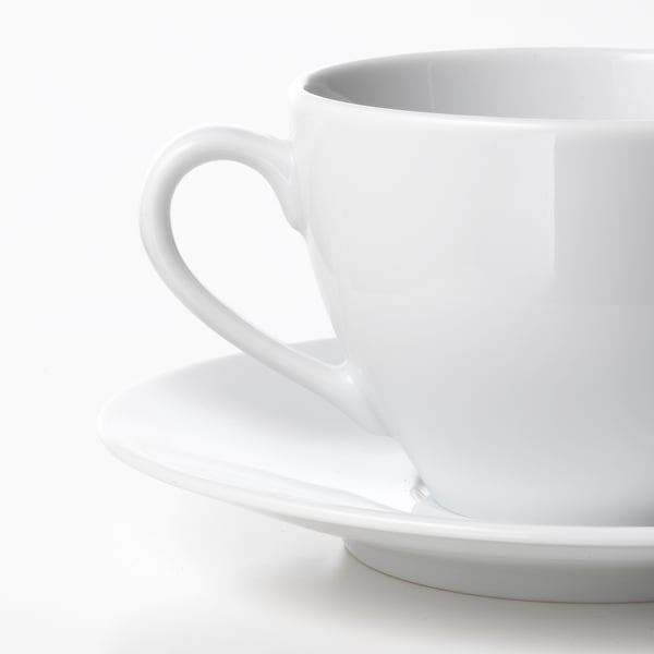 VÄRDERA coffee cup and saucer, white, 20 cl